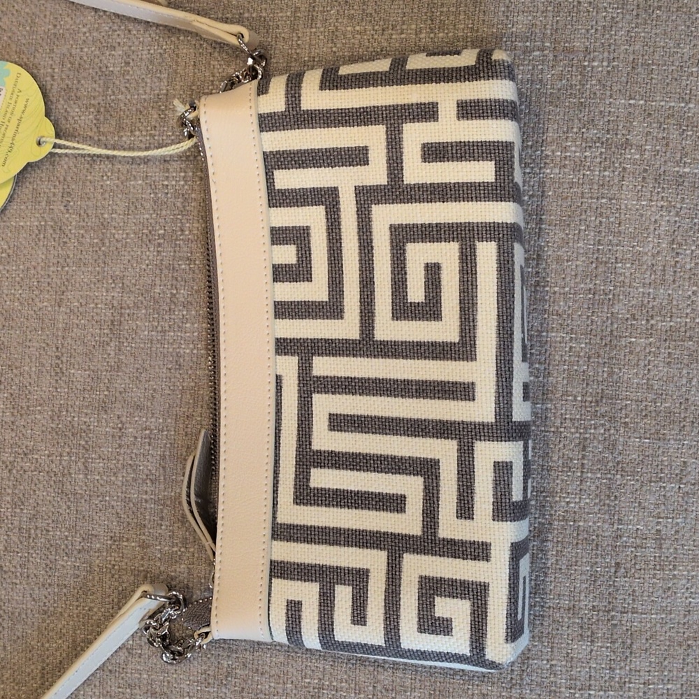 Spartina 449 De Renne East West Hipster Cream and Gray Crossbody Bag - Picture 5 of 14